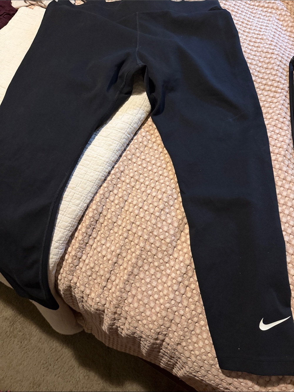 Nike Black women’s Athletic Leggings with White Swoosh